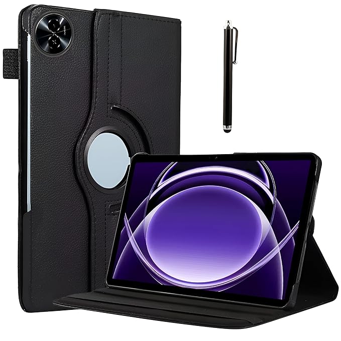 ProElite Cover for Realme Pad 2 Lite 10.95 inch Case Cover, 360 Rotatable Smart Flip Case Cover for Realme Pad 2 Lite 10.95 inch Tablet with Stylus Pen, Black