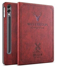 Load image into Gallery viewer, ProElite Cover for Samsung Galaxy Tab S9 Plus Cover Case, Deer Flip case Cover for Samsung Galaxy Tab S9 Plus 12.4 inch Supports S Pen Magnetic Attachment, Wine Red
