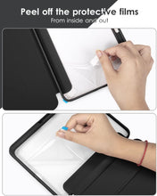 Load image into Gallery viewer, ProElite Smart Flip Case Cover for Apple iPad Air 13 inch/iPad Pro 12.9 inch 2022/2021/2020/2018 6th/5th/4th/3rd Gen, Transparent Back with Pencil Holder, Black
