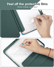 Load image into Gallery viewer, ProElite Smart Flip Case Cover for Apple iPad Air 13 inch/iPad Pro 12.9 inch 2022/2021/2020/2018 6th/5th/4th/3rd Gen, Transparent Back with Pencil Holder, Dark Green
