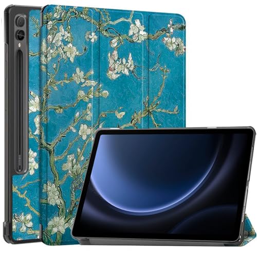 ProElite Cover for Samsung Galaxy Tab S9 FE Plus/S10+ 12.4 inch Cover Case, Smart Trifold Flip case Cover for Samsung Galaxy Tab S9 FE+/S10+ 12.4 inch Support S Pen Magnetic Attachment, Flowers