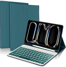 Load image into Gallery viewer, ProElite Keyboard case for Apple iPad Pro 13 inch 2024/2025 M4/M5 with Pencil Holder, Magnetic Detachable Wireless Bluetooth Keyboard Built-in 7-Colors Backlit, Dark Green
