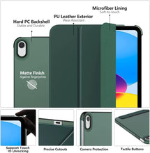 Load image into Gallery viewer, ProElite Cover for Apple iPad (A16) 11th/10th Generation (2025/2022) Cover Case, Transparent Smart case for iPad 11th/10th Gen 2025/2022 (Supports Auto Sleep Wake) with Stylus Pen, Dark Green
