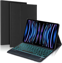 Load image into Gallery viewer, ProElite TouchPad Keyboard case for Apple iPad Air 11 inch M3/M2 2025/2024 /Pro 11 4th/3rd Gen &amp; Air 5th/4th Gen 10.9&quot; Pencil Holder, Detachable Bluetooth Keyboard Built-in 7-Colors Backlit, Black
