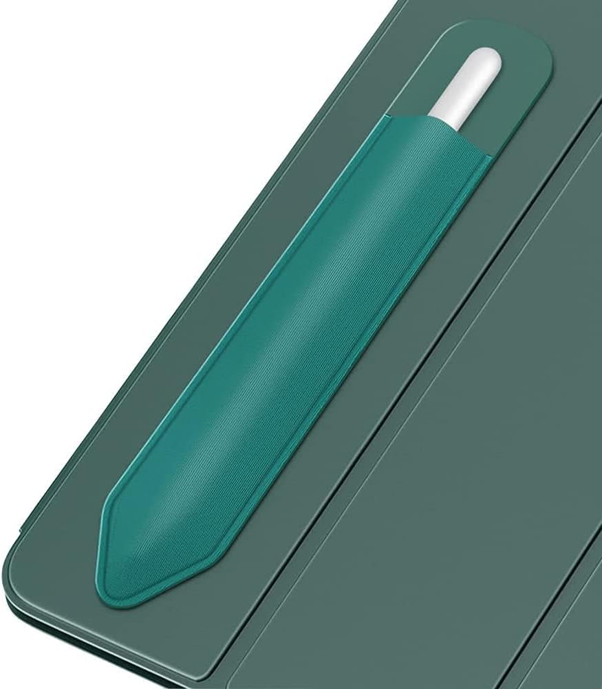 ProElite Pencil Holder Sleeve for Apple Pencil 1st/2nd Gen, Elastic Pencil Pouch Leather Adhesive Sleeve Fit iPad 10th Generation 2022, iPad 9th/8th Gen, iPad Air 5/4, iPad Pro 11/12.9, Dark Green