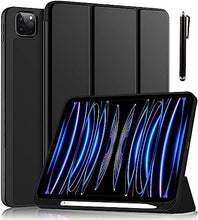 Load image into Gallery viewer, ProElite Smart Flip Case Cover for Apple iPad Air 11 M4/M3/M2 2026/2025/2024, Pro 11 4th/3rd Gen 2022/2021 &amp; Air 5th/4th Gen 10.9 inch with Left Pencil Holder [Auto Sleep/Wake] with Stylus Pen, Black
