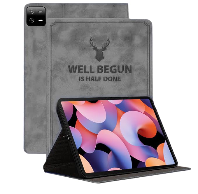 ProElite Smart Multi Angle Deer Flip case Cover for Xiaomi Mi Pad 6 11 inch Tablet [Auto Sleep Wake], Grey