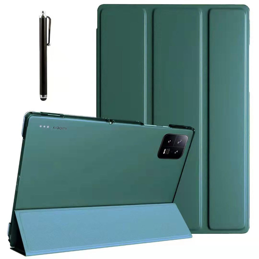 ProElite Smart Flip Case Cover for Xiaomi Mi Pad 6 11 inch, Translucent Back with Stylus Pen, Dark Green