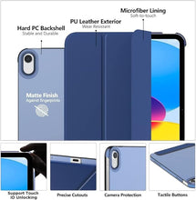 Load image into Gallery viewer, ProElite Case Cover for Apple iPad (A16) 11th/10th Generation (2025/2022) Case, Smart Flip Case Cover for Apple iPad 11th/10th Gen with Translucent Back &amp; Pencil Holder, (with Stylus), Dark Blue
