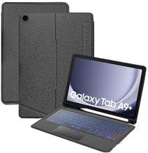 Load image into Gallery viewer, ProElite Wireless Bluetooth TouchPad Keyboard Case for Samsung Galaxy Tab A9 Plus 11 inch, Magnetic Detachable Wireless Bluetooth TouchPad Keyboard Built-in 7-Colors Backlit with S Pen Holder, Black

