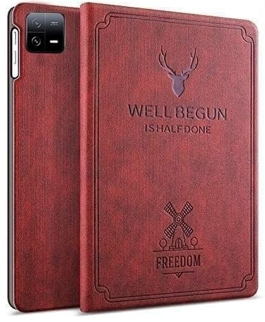 ProElite Smart Multi Angle Deer Flip case Cover for Xiaomi Mi Pad 6 11 inch [Auto Sleep Wake Function], Wine Red