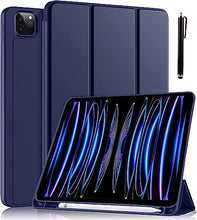 Load image into Gallery viewer, ProElite Smart Flip Case Cover for iPad Air 11 M4/M3/M2 2026/2025/2024, Pro 11 4th/3rd Gen 2022/2021 &amp; Air 5th/4th Gen 10.9" with Left Pencil Holder [Auto Sleep/Wake] with Stylus Pen - Dark Blue

