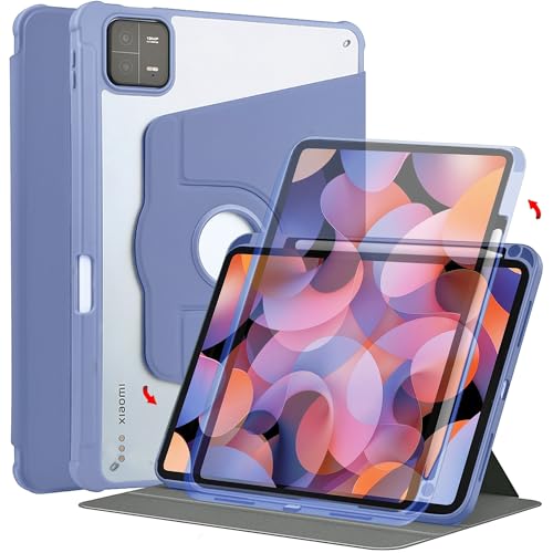 ProElite Cover for Xiaomi Mi Pad 6 Cover Case, 360 Degree Rotatable Smart Flip Case Cover for Xiaomi Mi Pad 6 11 inch Transparent Back with Pencil Holder, Lavender