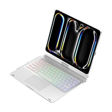 Load image into Gallery viewer, {Refurbished} ProElite 360 Degree Rotatable Wireless Bluetooth TouchPad Keyboard Case Cover for Apple iPad Pro 13 inch 2024/2025 M4/M5, Built-in 7-Colors Backlit, Silver, Silver
