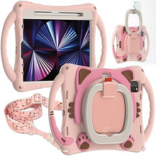 Load image into Gallery viewer, (Refurbished)ProElite Tough Kids case Cover for Apple iPad Pro 11 4th/3rd Gen 2022/ iPad Air 5th/4th Gen 10.9 inch with Rotating Kickstand &amp; Shoulder Strap, Pink
