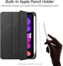 Load image into Gallery viewer, ProElite Hybrid Detachable Magnetic Case Cover for Apple iPad Mini 6/Mini 7 8.3 inch Case with Pencil Holder, Black [Transparent Back]

