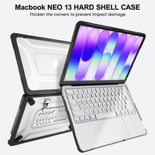 Load image into Gallery viewer, ProElite Transparent Case for MacBook Neo 13 inch 2026 Model Touch ID, Heavy Duty Honeycomb Hard Shell with Slim TPU Bumper and Fold Kickstand, Black
