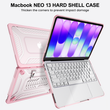 Load image into Gallery viewer, ProElite Transparent Case for MacBook Neo 13 inch 2026 Model Touch ID, Heavy Duty Honeycomb Hard Shell with Slim TPU Bumper and Fold Kickstand, Pink
