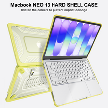 Load image into Gallery viewer, ProElite Transparent Case for MacBook Neo 13 inch 2026 Model Touch ID, Heavy Duty Honeycomb Hard Shell with Slim TPU Bumper and Fold Kickstand, Yellow
