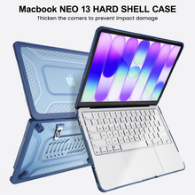 Load image into Gallery viewer, ProElite Transparent Case for MacBook Neo 13 inch 2026 Model Touch ID, Heavy Duty Honeycomb Hard Shell with Slim TPU Bumper and Fold Kickstand, Dark Blue

