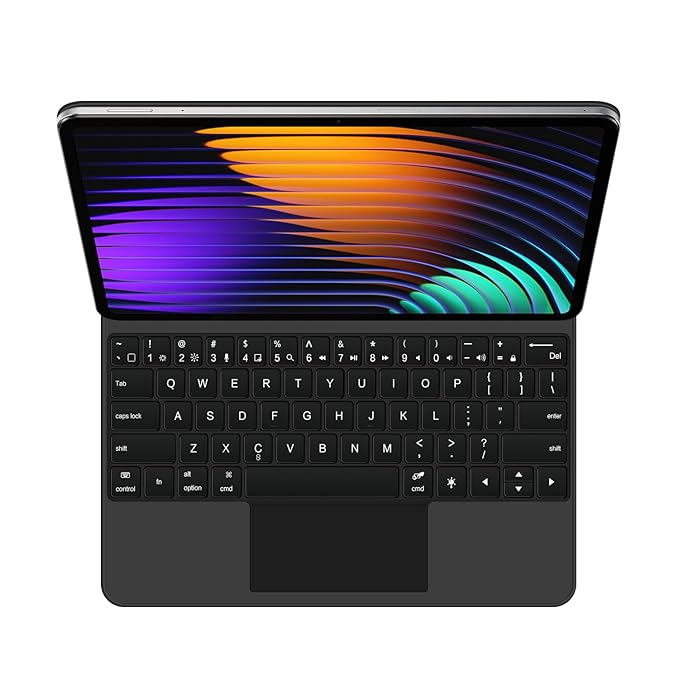 ProElite Magnetic Bluetooth TouchPad Keyboard case for Xiaomi Mi Pad 7/7 Pro 11.2 inch Tablet, Floating Cantilever Design with Built-in Colourful Backlit TouchPad Keyboard, Black