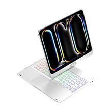 Load image into Gallery viewer, {Refurbished} ProElite 360 Degree Rotatable Wireless Bluetooth TouchPad Keyboard Case Cover for Apple iPad Pro 13 inch 2024/2025 M4/M5, Built-in 7-Colors Backlit, Silver, Silver
