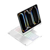 {Refurbished} ProElite 360 Degree Rotatable Wireless Bluetooth TouchPad Keyboard Case Cover for Apple iPad Pro 13 inch 2024/2025 M4/M5, Built-in 7-Colors Backlit, Silver, Silver