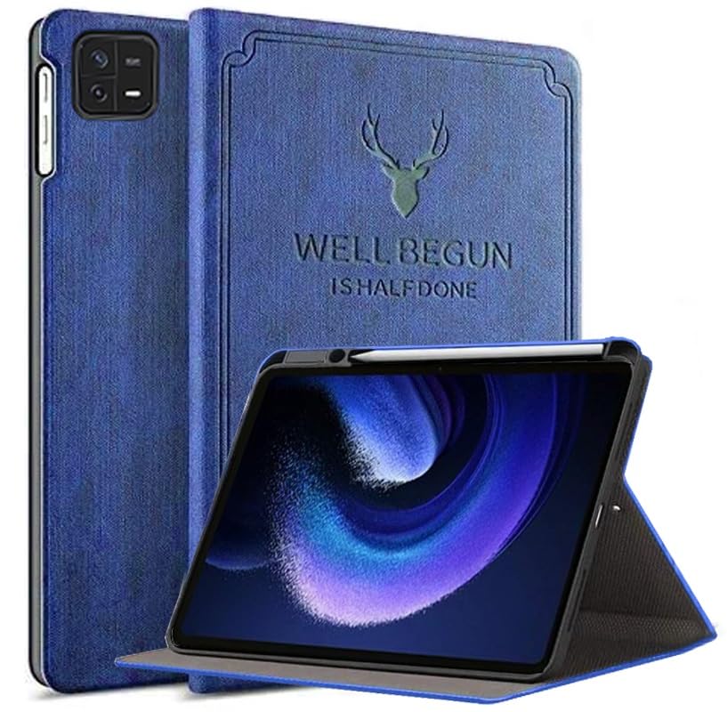 ProElite Smart Deer Flip case Cover for Xiaomi Mi Pad 6 11 inch Tablet with Pen Holder [Auto Sleep Wake Function], Dark Blue