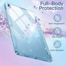 Load image into Gallery viewer, ProElite Case for iPad Air 11 Inch M4/M3/M2, iPad Air 10.9 inch 5th/4th Gen case Cover, Transparent Smart Flip Cover with Pencil Holder, Glittering Light Blue
