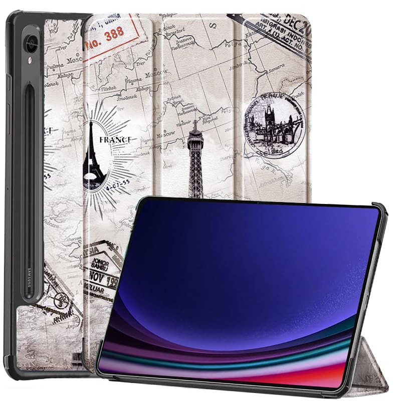 ProElite Cover for Samsung Galaxy Tab S9 Cover Case, Smart Trifold Flip case Cover for Samsung Galaxy Tab S9 11 inch Support S Pen Magnetic Attachment, Eiffel