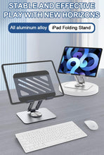 Load image into Gallery viewer, ProElite Aluminium Swivel Tablet Stand for Upto 13 inch with 360 Rotating Base, Foldable Adjustable Holder Compatible with iPad Pro 11,12.9, Air 13, Pro 13, Lenovo Tab, Galaxy Tab Ultra etc
