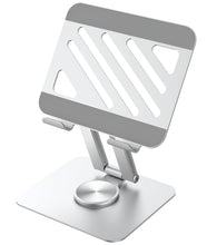 Load image into Gallery viewer, ProElite Aluminium Swivel Tablet Stand for Upto 13 inch with 360 Rotating Base, Foldable Adjustable Holder Compatible with iPad Pro 11,12.9, Air 13, Pro 13, Lenovo Tab, Galaxy Tab Ultra etc
