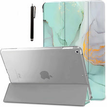 Load image into Gallery viewer, ProElite Smart Trifold Hard Back Flip Stand Case Cover for Apple iPad 9.7 inch 2018/2017 Air 1 Air 2 5th 6th Generation with Stylus Pen- Marble Green
