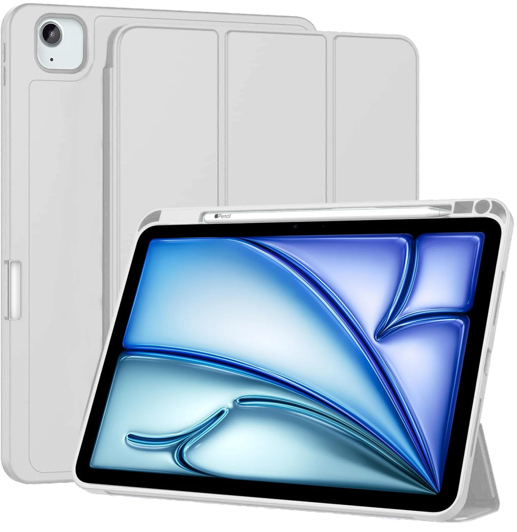ProElite Case Cover for Apple iPad Air 13 M3/M2 2025/2024 & Pro 12.9 inch Cover, Pencil Case for iPad Air 13 M3/M2 & Pro 12.9 with Pencil Holder [Soft Flexible Case] Recoil Series - Grey