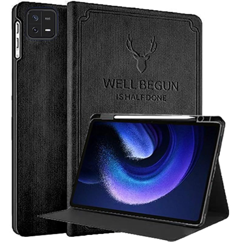 ProElite Smart Deer Flip case Cover for Xiaomi Mi Pad 6 11 inch Tablet with Pen Holder [Auto Sleep Wake Function], Black