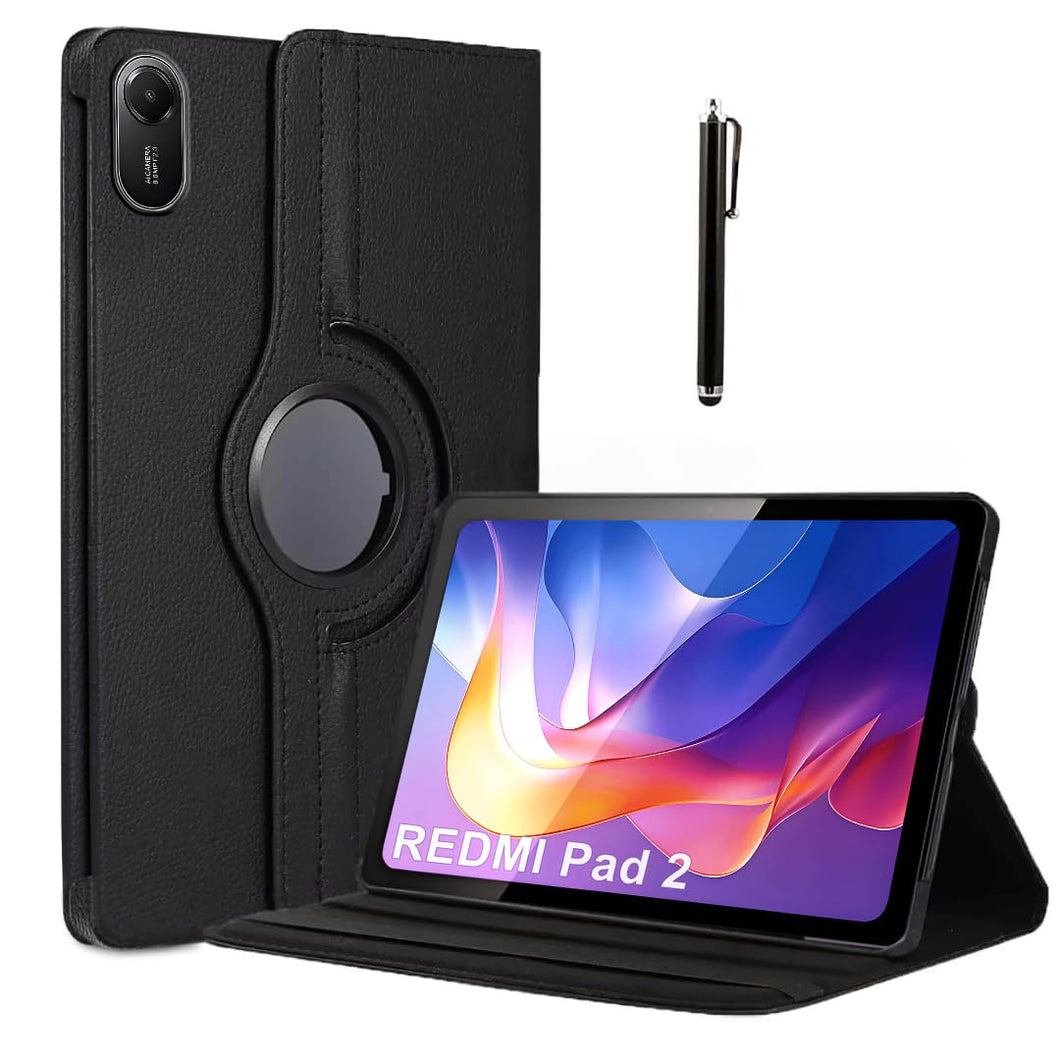 ProElite Cover for Xiaomi Redmi Pad 2 11 inch Case Cover, 360 Rotatable Smart Flip Case cover for Xiaomi Redmi Pad 2 11 inch tablet with Stylus Pen, Black