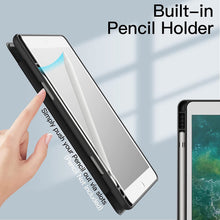 Load image into Gallery viewer, ProElite Smart Flip Case Cover for Apple iPad 10.2 inch 2021 9th/8th/7th Gen, Clear Soft Back with Pencil Holder, Black
