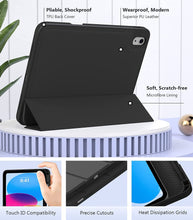 Load image into Gallery viewer, ProElite Case Cover for Apple iPad (A16) 11th/10th Generation (2025/2022), Smart Case for iPad 11th/10th Gen [Auto Sleep/Wake Cover] [Pencil Holder] [Soft Flexible Case] Recoil Series - Black
