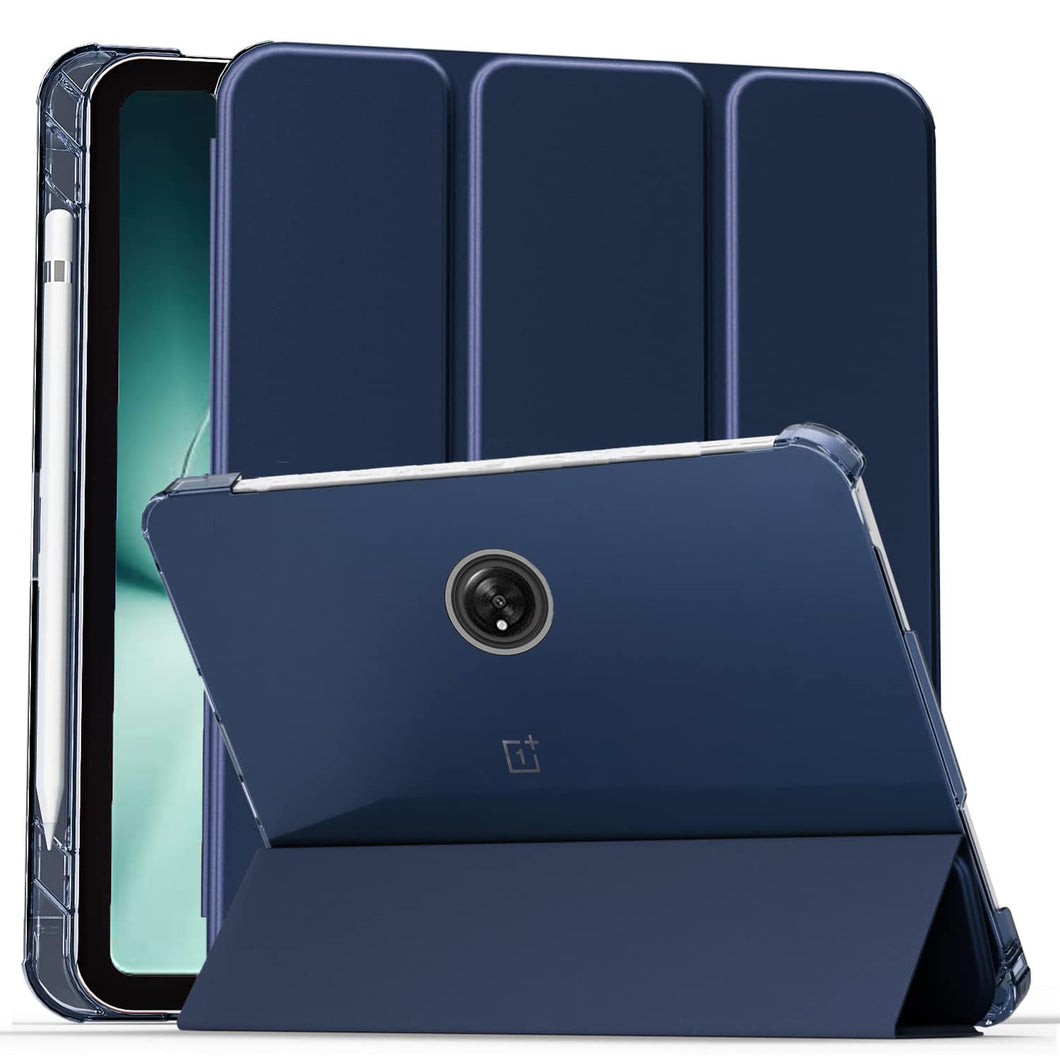 ProElite Smart Flip Case Cover for OnePlus Pad 11.6 inch with Pen Holder [Transparent Back], Dark Blue