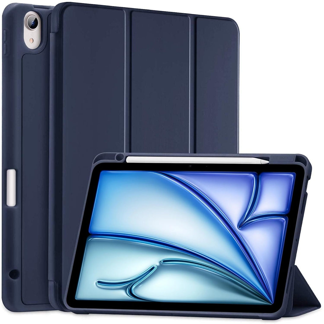 ProElite Case Cover for Apple iPad Air 11 M3/M2 2025/2024 Cover, Pencil Case for iPad Air 11 inch M3/M2 2025/2024 with Pencil Holder [Soft Flexible Case] Recoil Series - Dark Blue