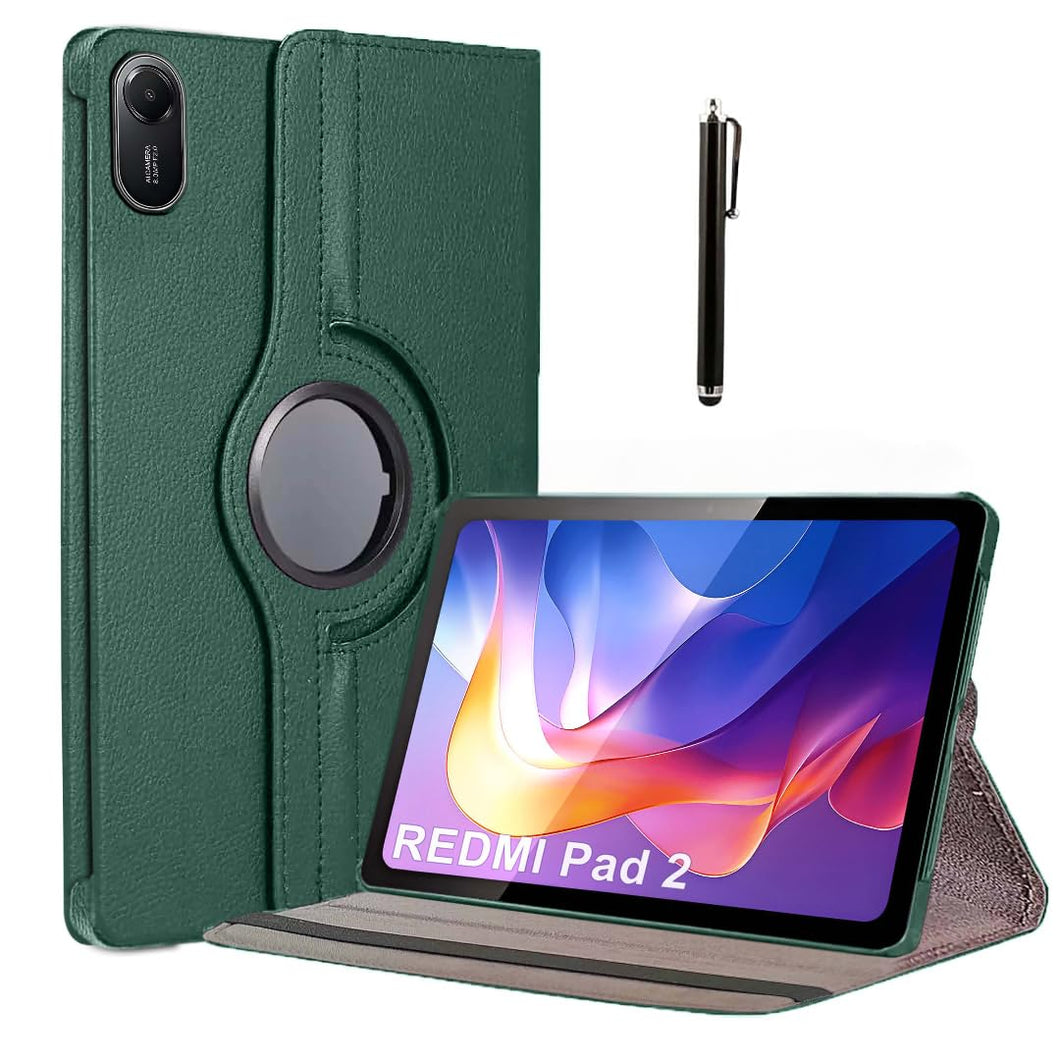 ProElite Cover for Xiaomi Redmi Pad 2 11 inch Case Cover, 360 Rotatable Smart Flip Case Cover for Xiaomi Redmi Pad 2 11 inch Tablet with Stylus Pen, Dark Green