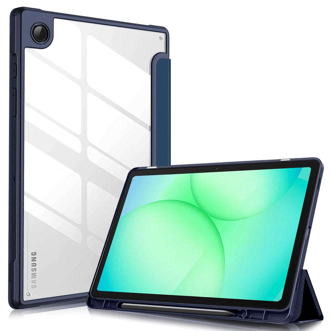 ProElite Cover for Samsung Galaxy Tab A9 8.7 inch Cover Case, Smart Flip Case Cover for Samsung Galaxy Tab A9 8.7 inch with S Pen Holder, Dark Blue [Transparent Back]
