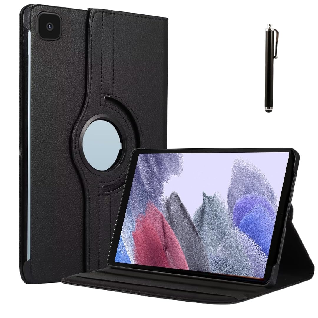ProElite 360 Rotatable Smart Flip Case Cover for Samsung Galaxy Tab A7 Lite SM-T220/T225 Tablet with Stylus Pen, Black