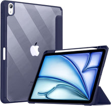 Load image into Gallery viewer, ProElite Case Cover for Apple iPad Air 13 inch M3/M2 2025/2024 Cover, Transparent Smart Flip Cover for iPad Air 13 inch M3/M2 2025/2024 with Pencil Holder, Dark Blue
