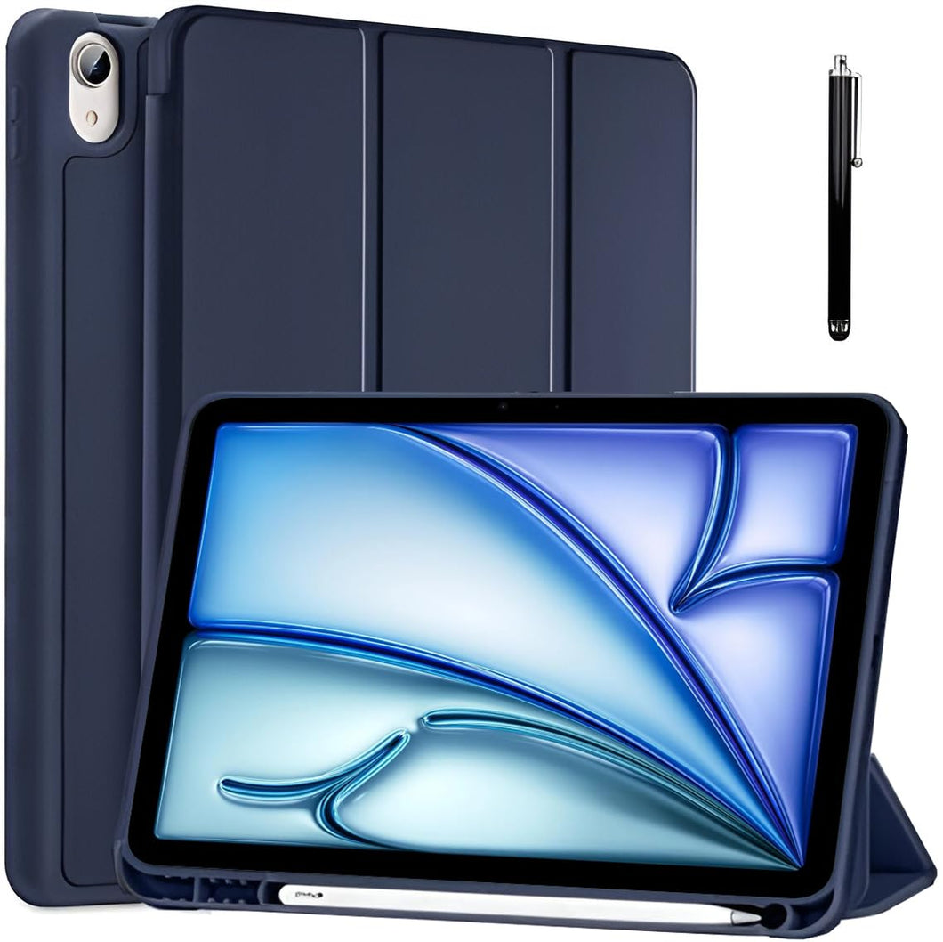 ProElite case for iPad Air 11 inch M3/M2 2025/2024, iPad Air 5th/4th Gen Case 10.9 Inch, Smart Flip Case Cover for Apple iPad Air with Pencil Holder [Auto Sleep/Wake] with Stylus Pen - Dark Blue