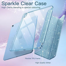 Load image into Gallery viewer, ProElite Case for iPad Air 11 Inch M4/M3/M2, iPad Air 10.9 inch 5th/4th Gen case Cover, Transparent Smart Flip Cover with Pencil Holder, Glittering Light Blue
