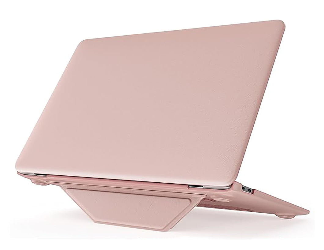 ProElite Case for MacBook Air 13 inch M2 2025/2024 M1 2021 2020 Release A2337 A2179 A1932 Model Touch ID, Slim Leather case with Foldable Stand, Pink
