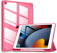 Load image into Gallery viewer, ProElite Case Cover for Apple iPad 10.2 inch Case, Smart Flip Case Cover for Apple iPad 10.2 inch 2021 9th/8th/7th Gen, Clear Soft Back with pencil holder, Hot Pink
