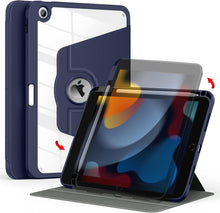 Load image into Gallery viewer, ProElite Cover for iPad 10.2 Cover Case, 360 Degree Rotatable Smart Flip Case Cover for Apple iPad 10.2 inch 9th/8th/7th Generation, Transparent Back with Pencil Holder, Dark Blue
