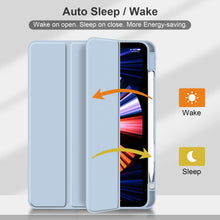 Load image into Gallery viewer, ProElite Hybrid Detachable Magnetic Case Cover for Apple iPad Air 10.9 inch 5th/4th Generation with Pencil Holder, Haze Blue [Transparent Back]
